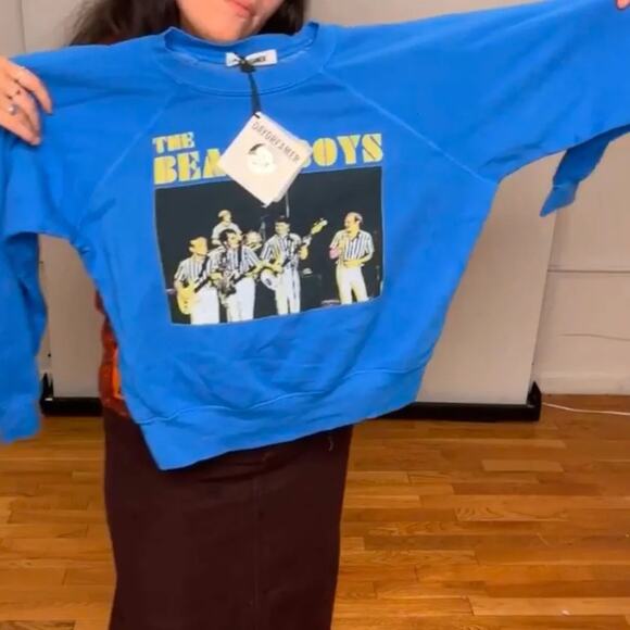 DAYDREAMER The Beach Boys Concert Washed Cobalt Raglan Crew New w/ Tag MSRP $146 - Picture 15 of 15